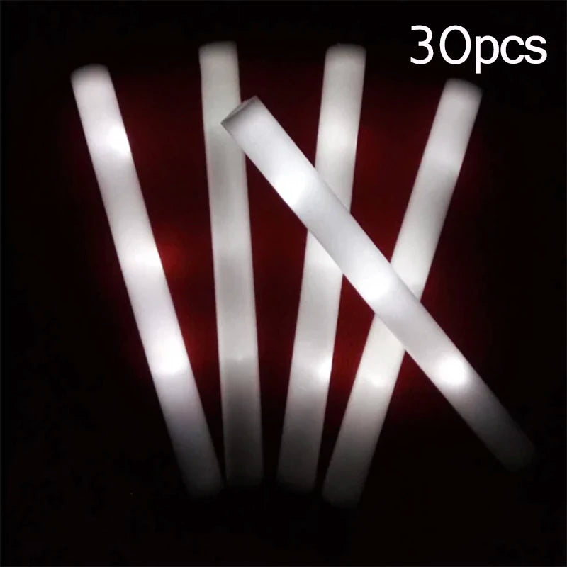 15/30pcs LED Glow Sticks Colorful RGB Glow Foam Stick 