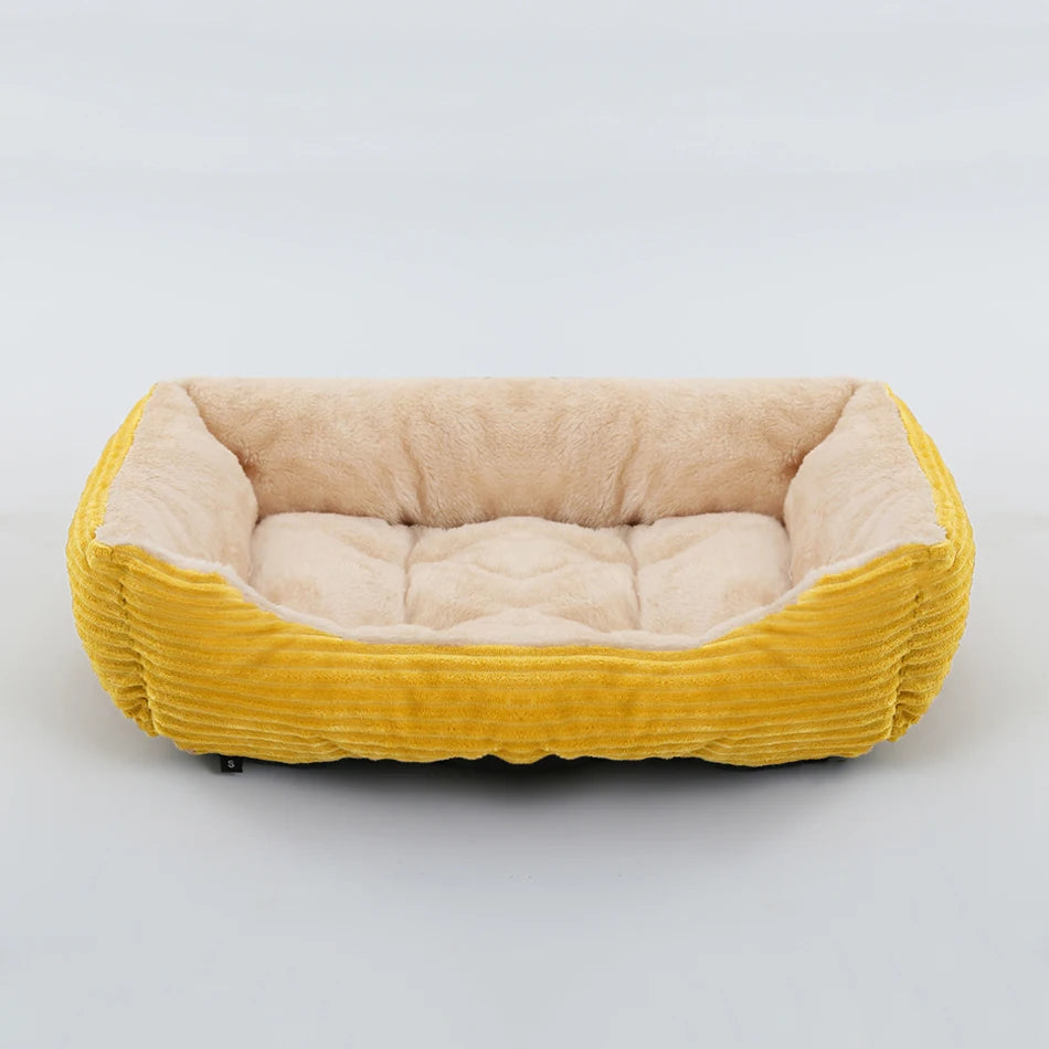 Square Plush Dog Cat Bed Sofa Bed for Medium and Small Dogs 