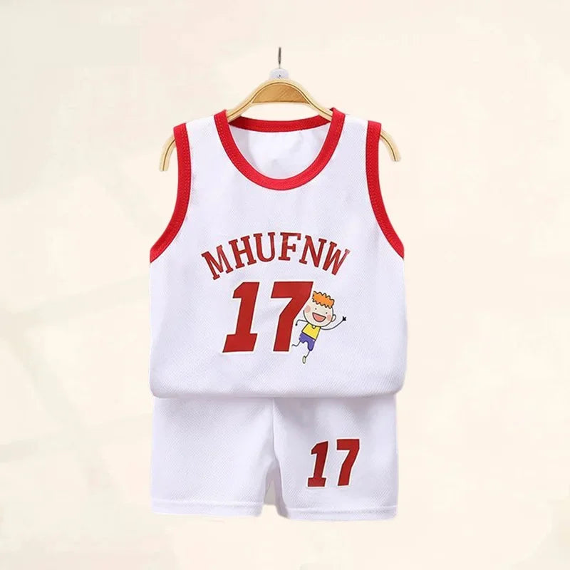 Boys sleeveless basketball jersey sets shorts p 