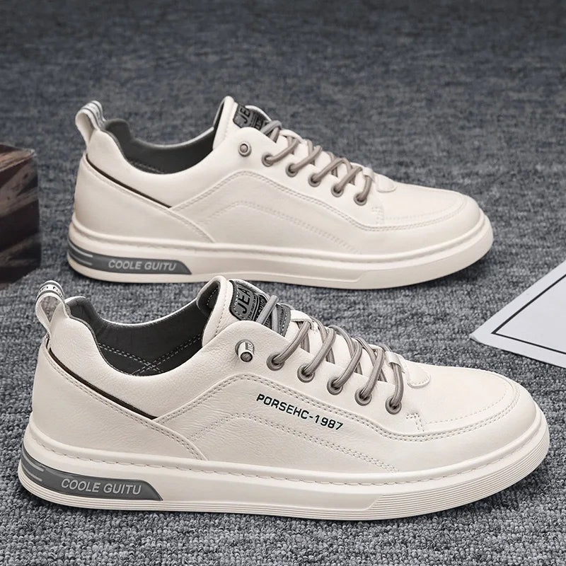 Zapatos informales transpirables para hombre, zapatillas blancas, zapatos de tenis para conducir y caminar, planos de Skate