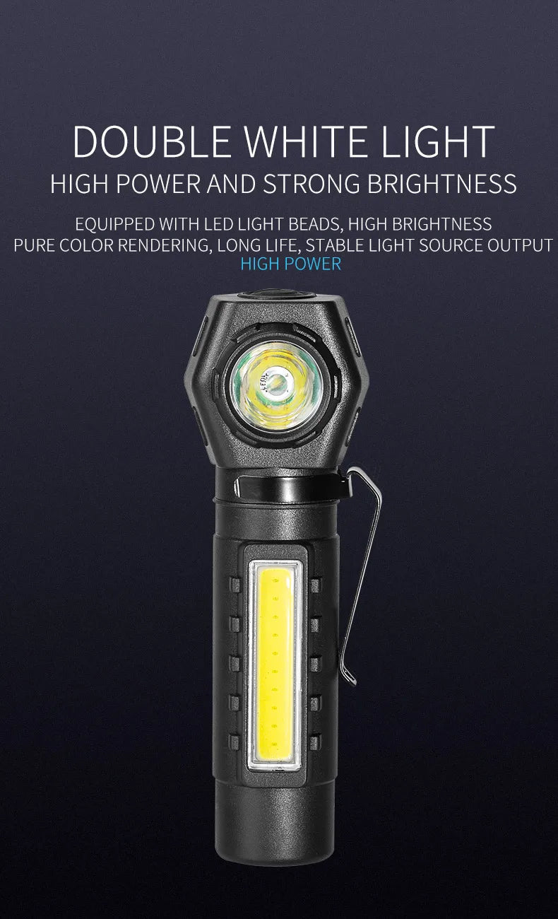Linterna frontal LED superbrillante recargable con cuentas COB XPE e imán trase