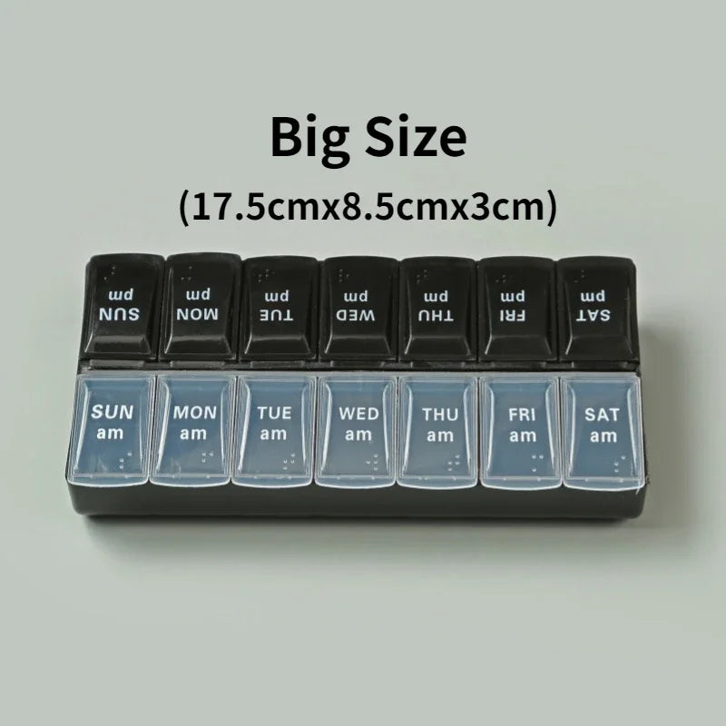 Weekly Portable Travel Pill Box 7 Days Organizer 14 Grids Cont