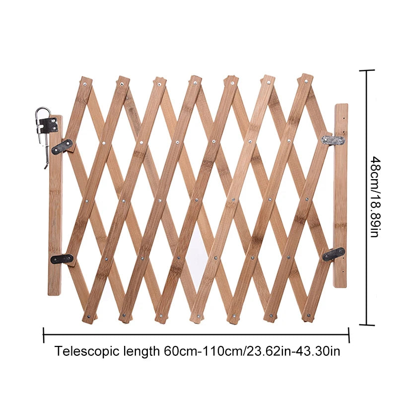 Wooden Sliding Dog Gate Extendable Retractable Safety Fence 