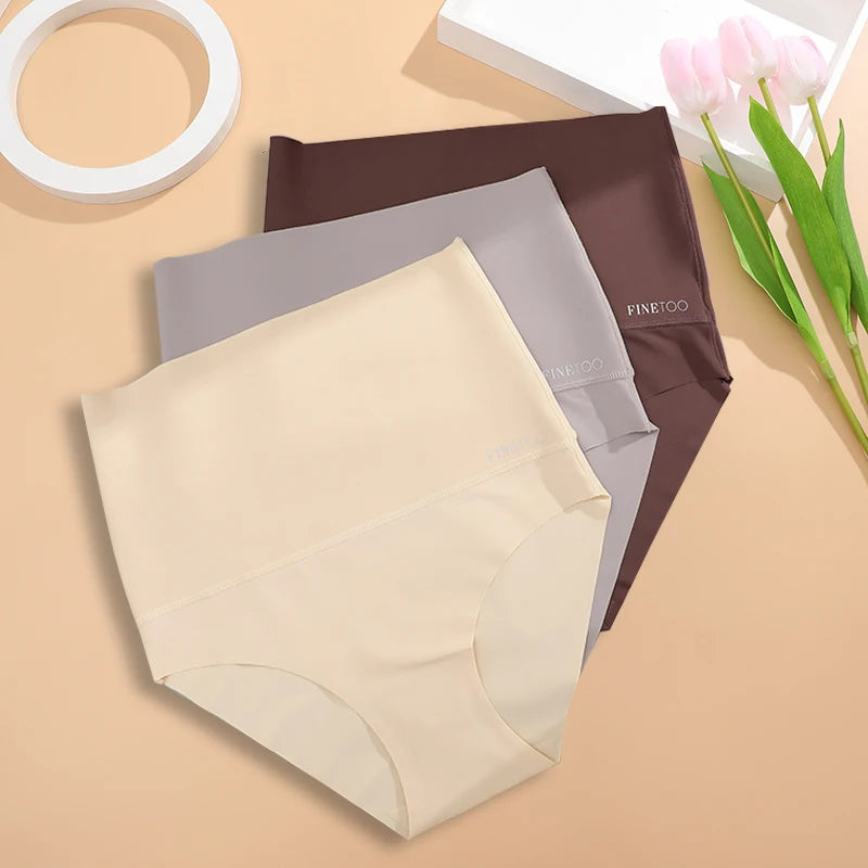 3PCS/Set Women's High Waist Seamless Shapewear Suit Ice Silk Control B
