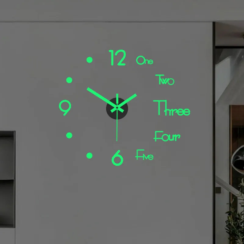 Reloj de pared grande 3D de diseño moderno, cronógrafo de cuarzo artesanal, pegatinas de espejo acrílico, decoración del hogar y sala de estar, 2024