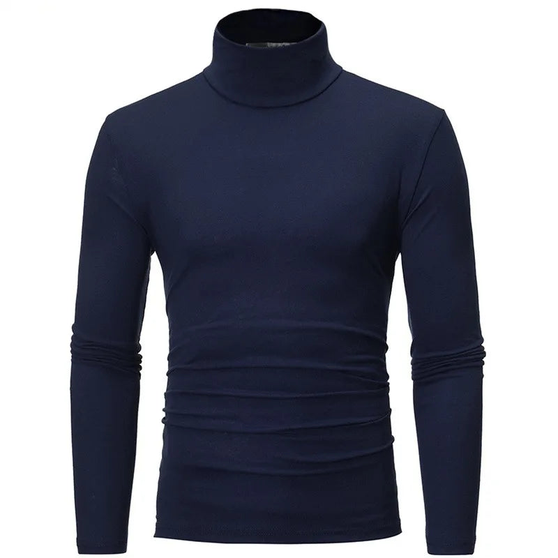 Men's Turtleneck T-shirt Long Sleeve Cotton Slim Fit Pullover