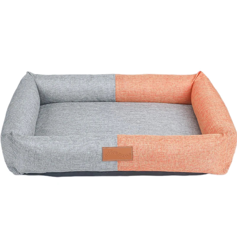 Dog Bed Cotton Linen Material Washable Removable Pet Bed 