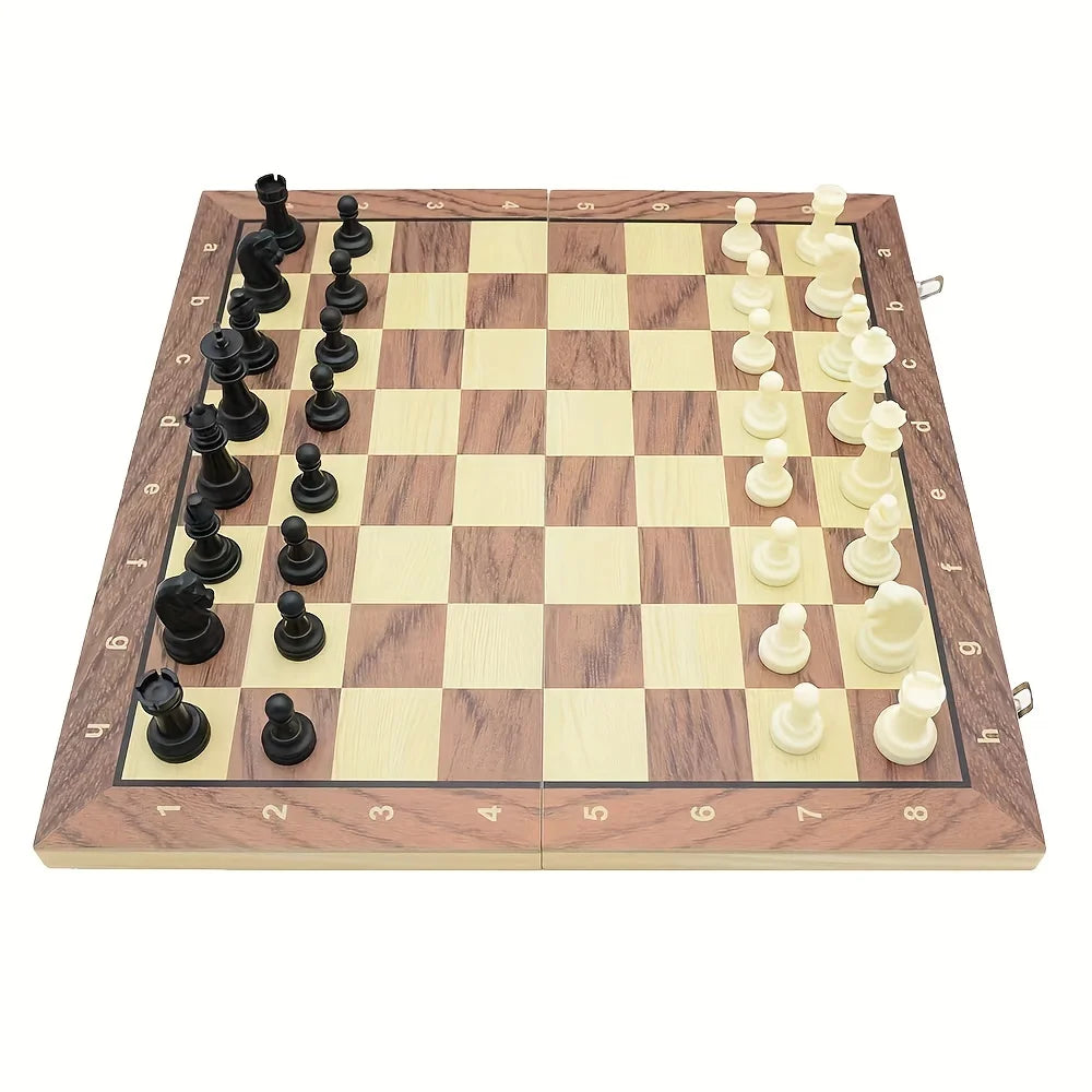 Folding Magnetic Chess Set Solid Wood Children's Gift Games 