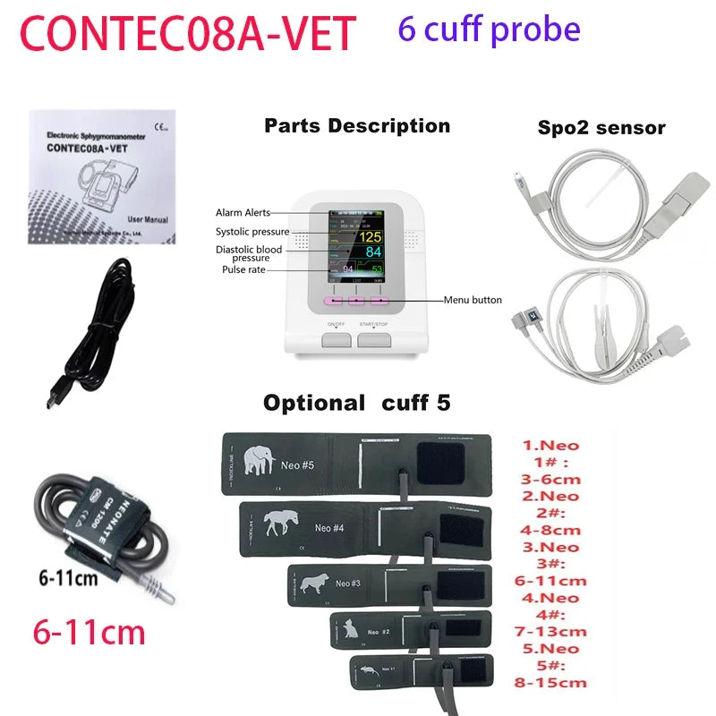 CONTEC08A Electronic Sphygmomanometer, Digital Blood Pressure Monitor, 