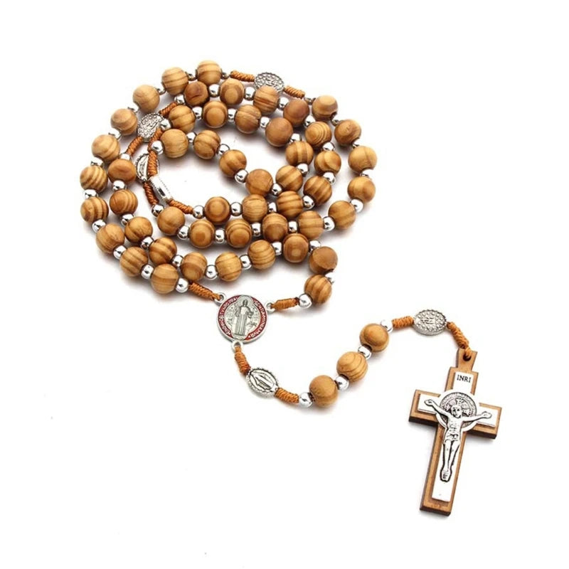 KX4B Religious Rosary Prayer Necklace for Men Women Madam Beads 