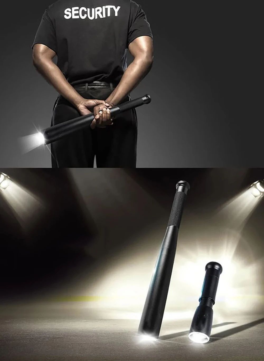 Linterna de autodefensa resistente al agua, palo LED, bate de béisbol, antorcha de aleación de aluminio, equipo antidisturbios de autodefensa de emergencia