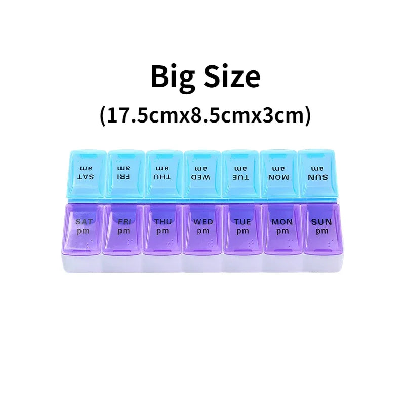 Weekly Portable Travel Pill Box 7 Days Organizer 14 Grids Cont