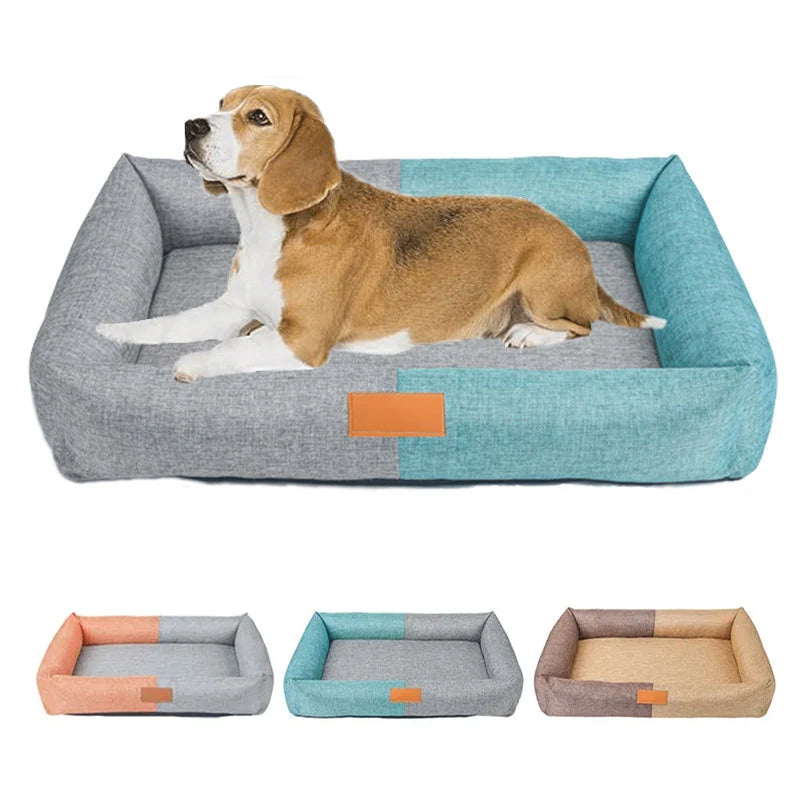 Dog Bed Cotton Linen Material Washable Removable Pet Bed 