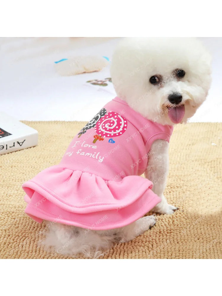 New Dog Dress Princess Teddy Skirt Autumn Winter Puppy Dog Cat Clothes Pet pr