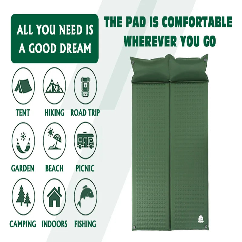 Inflatable camping mat self-inflating mattress thick spliced ​​ti 