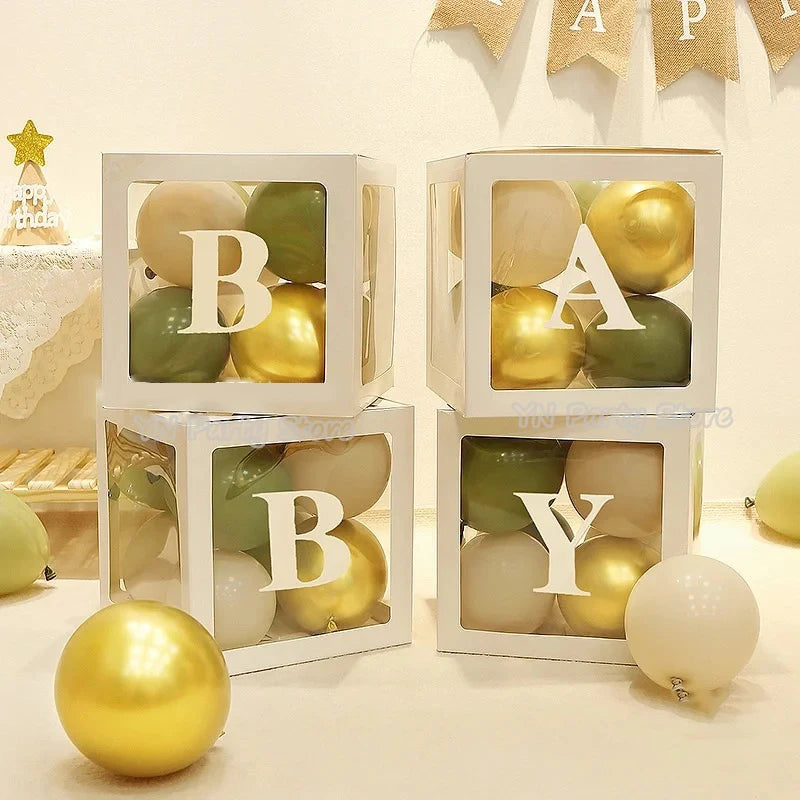 Transparent Letter Balloons Box Baby Shower Birthday Decoration 