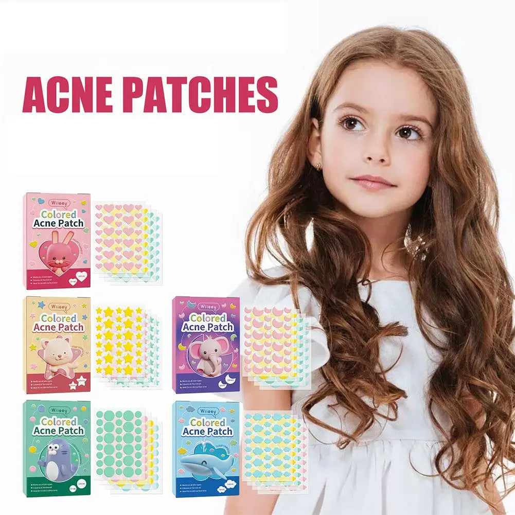 Parches de estrellas para eliminar acné, pegatinas invisibles de colores para el cuidado de la piel, corrector de manchas faciales, herramientas de maquillaje de belleza, 144 piezas