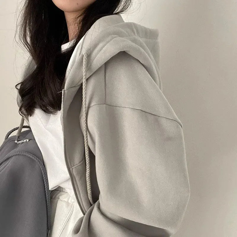 Sudadera con capucha para mujer, forro polar, versátil, recortada, suave, silue