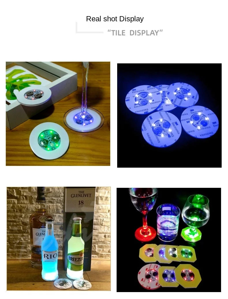 Luces LED para posavasos, decoración luminosa de 5/10/30 piezas para Bar, KTV,