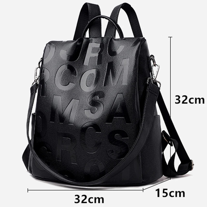 Mochila De cuero suave para mujer, morral escolar de gran capacidad, antirrobo