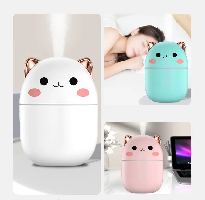 Portable Air Humidifier Kawaii Aroma Diffuser with Night Light Mist 