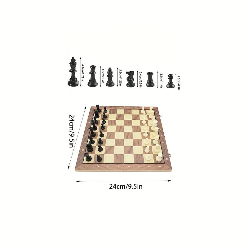 Folding Magnetic Chess Set Solid Wood Children's Gift Games 