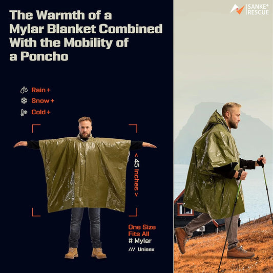 3 in 1 Outdoor Hooded Military Raincoat Men's Waterproof Poncho 