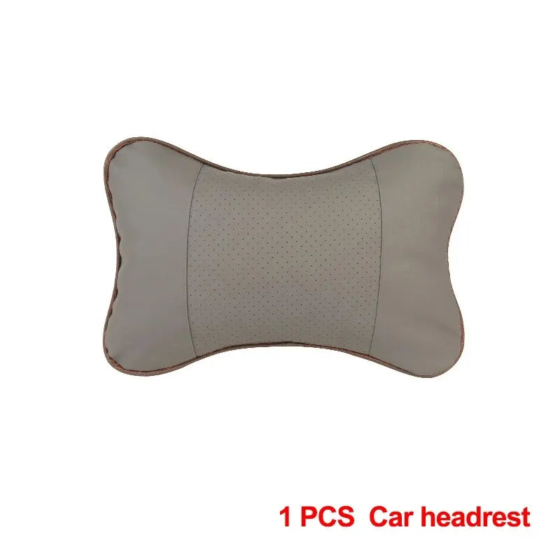 Almohadas universales de cuero Pu para el cuello del coche, reposacabezas para aliviar el dolor de cabeza, relleno de fibra, paquete de 1 piezas