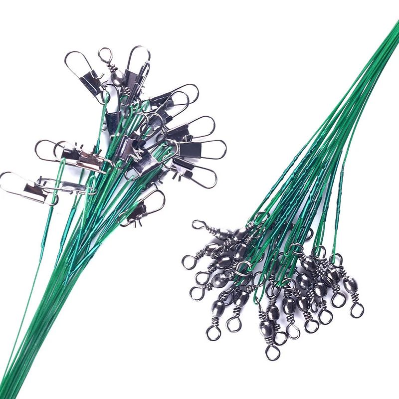 Línea de pesca de acero antimordida de fuerza de tracción súper fuerte líder de alambre de acero con broches giratorios alambre de plomo de pesca 200/100/60/20 piezas