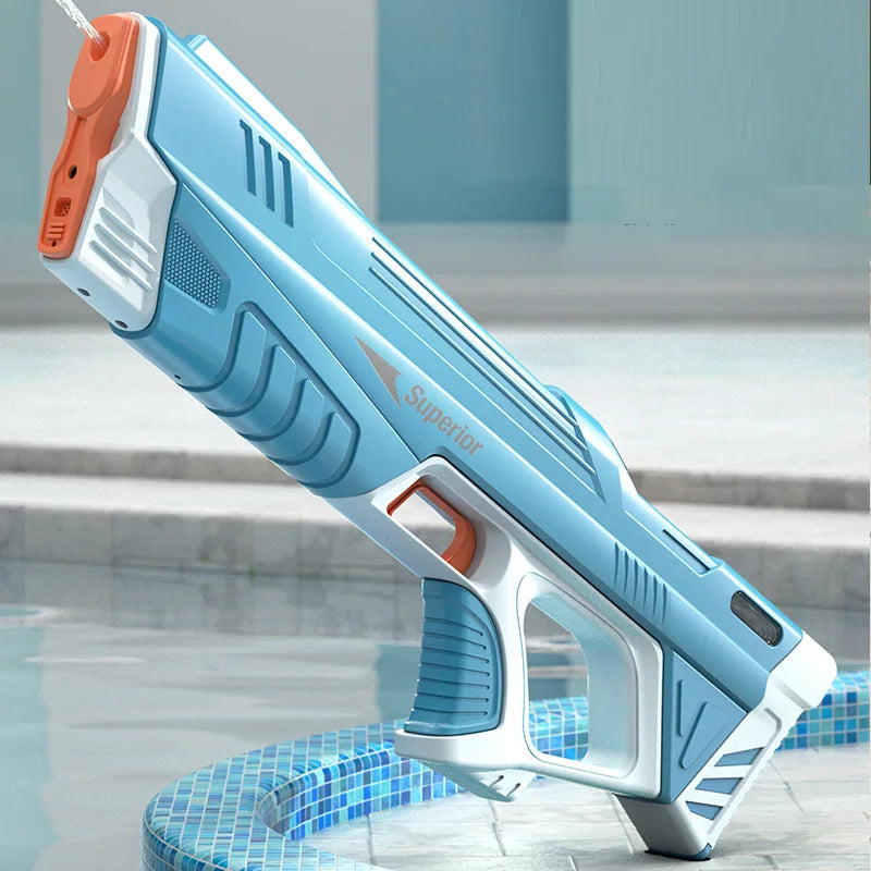 Pistola de almacenamiento de agua automática eléctrica completa para niños, juguetes portátiles para niños, playa de verano, lucha al aire libre, juguetes de fantasía para niños, juego para niños, 43cm