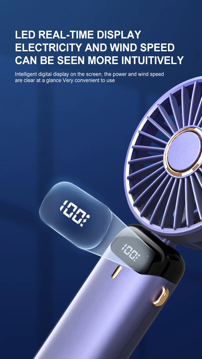 Mini USB Handheld Fan Portable Folding Neck Hanging Fan 
