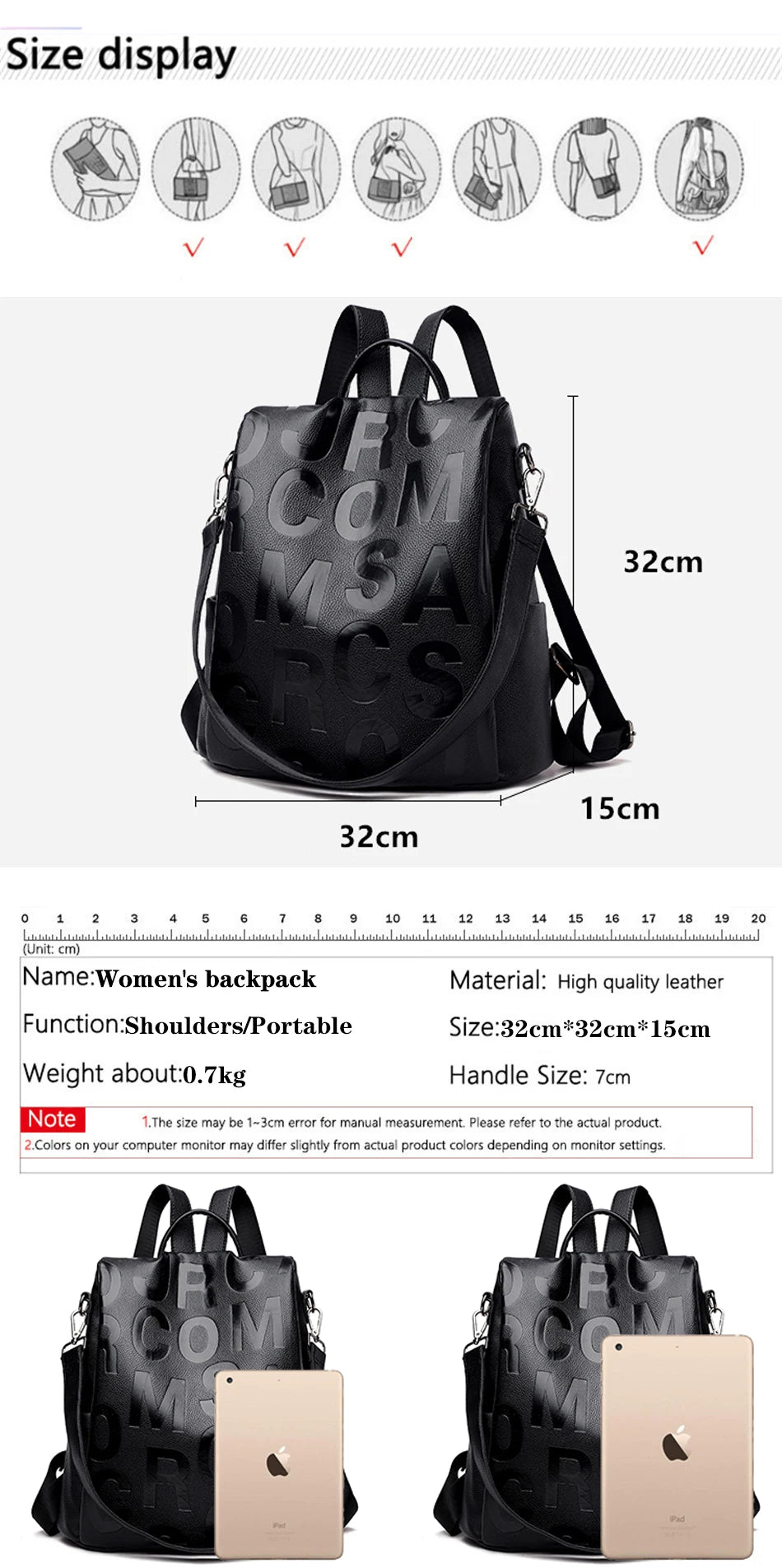 Mochila De cuero suave para mujer, morral escolar de gran capacidad, antirrobo