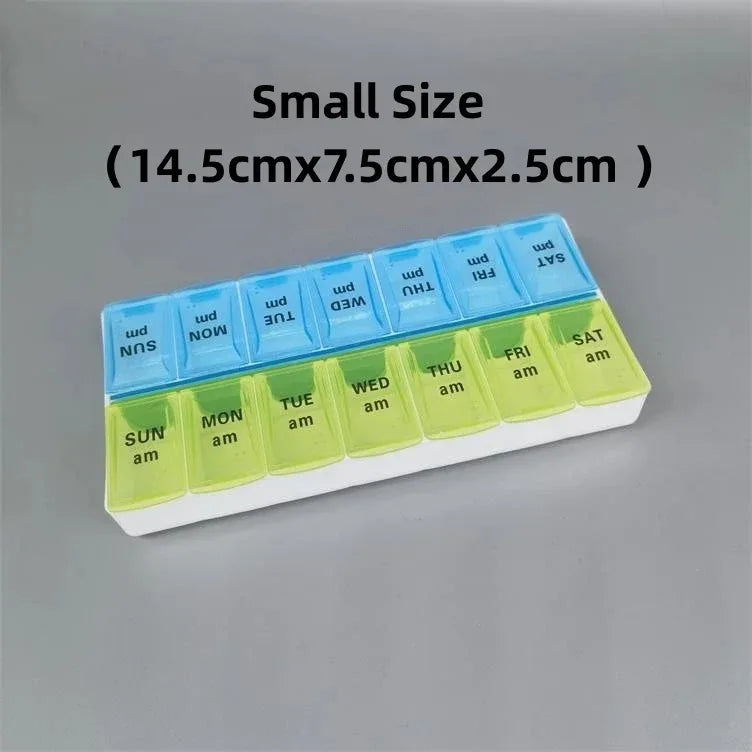 Weekly Portable Travel Pill Box 7 Days Organizer 14 Grids Cont