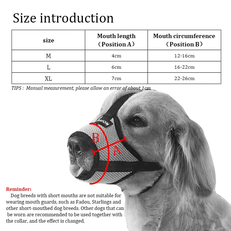 KOMMILIEF Adjustable Anti-fall Dog Muzzle, Breathable Mouth Cover for Dogs 