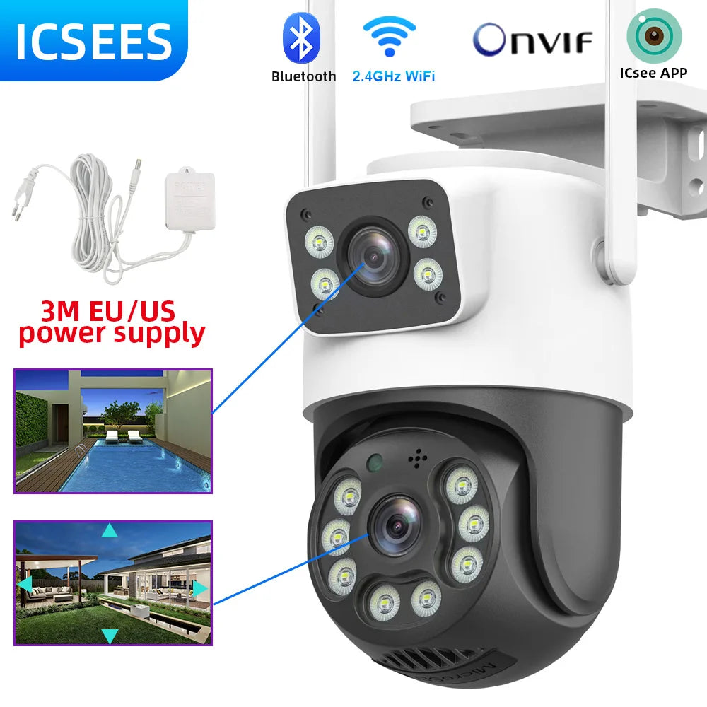 camara vigilancia wifi camara vigilancia wifi exterior Cámara de vigilancia Wifi 4K 8MP, lente Dual, inalámbrica, seguridad al aire libre, PTZ, cámaras IP, AI, detección humana, cámara CCTV, Zoom Digital 4X