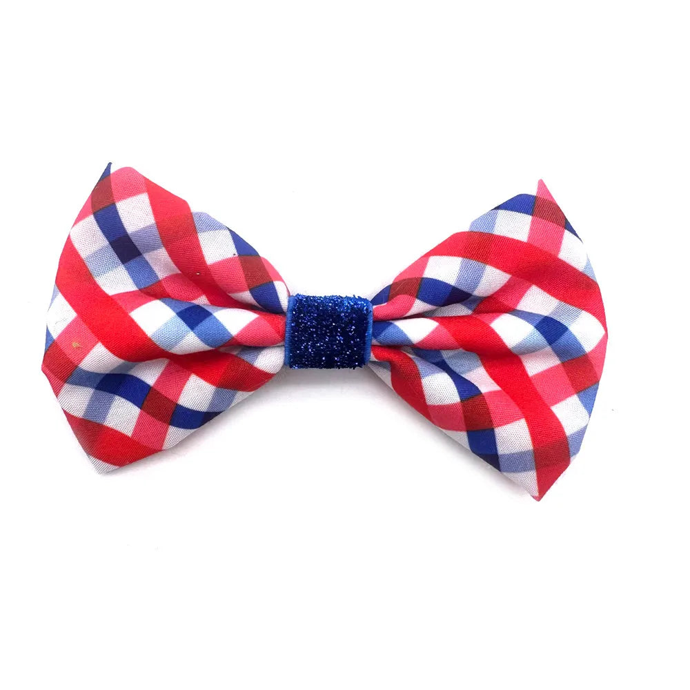 50/100 Pcs Pet Collar Bow Slip-On Dog Bows 4th of July sum 