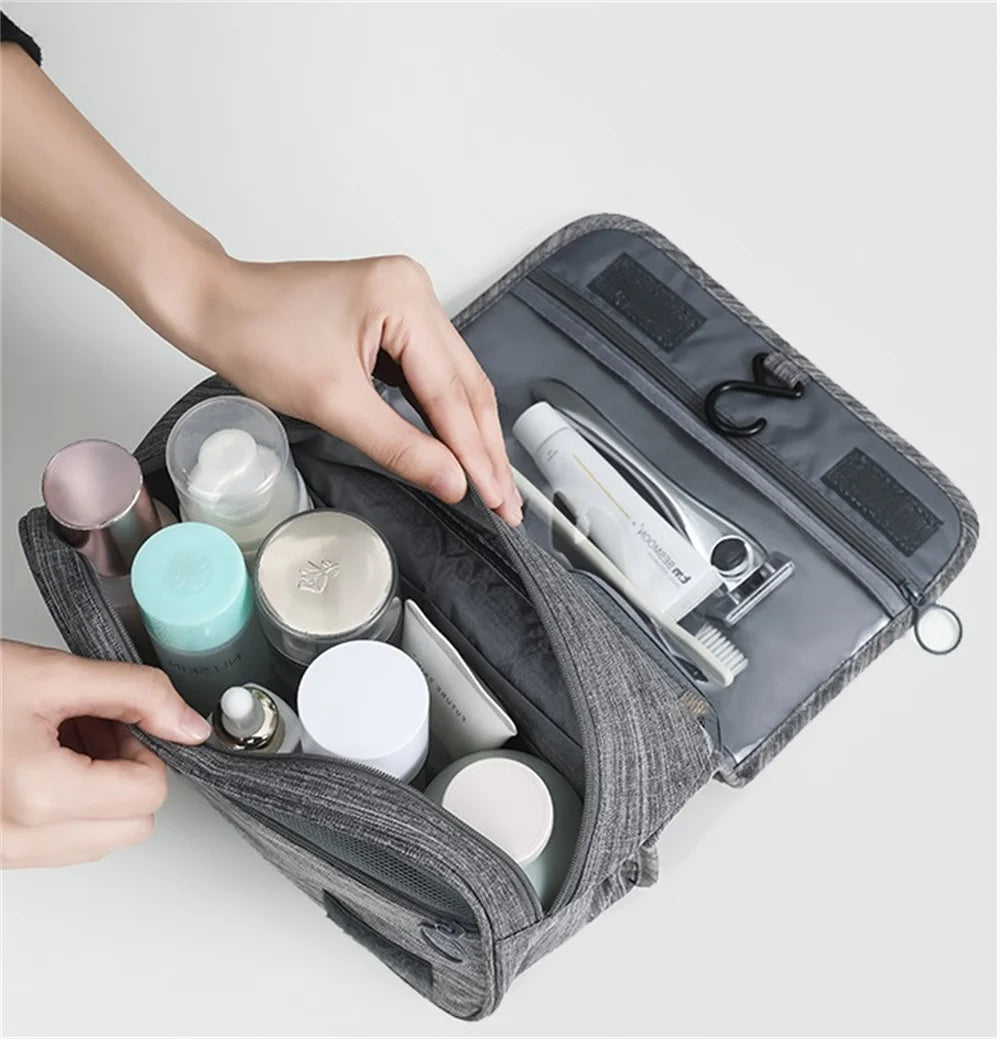 Neceser portátil con gancho colgante para hombre y mujer, bolsa de almacenamiento de cosméticos, impermeable, de gran capacidad, para viaje y maquillaje