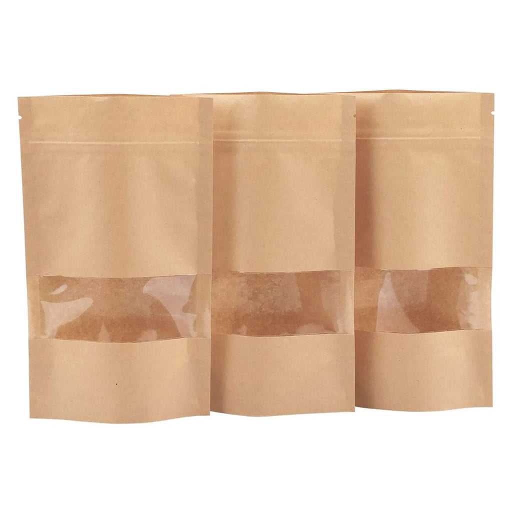 Kraft Paper Zip Lock Bags Self Seal Packaging Bags 