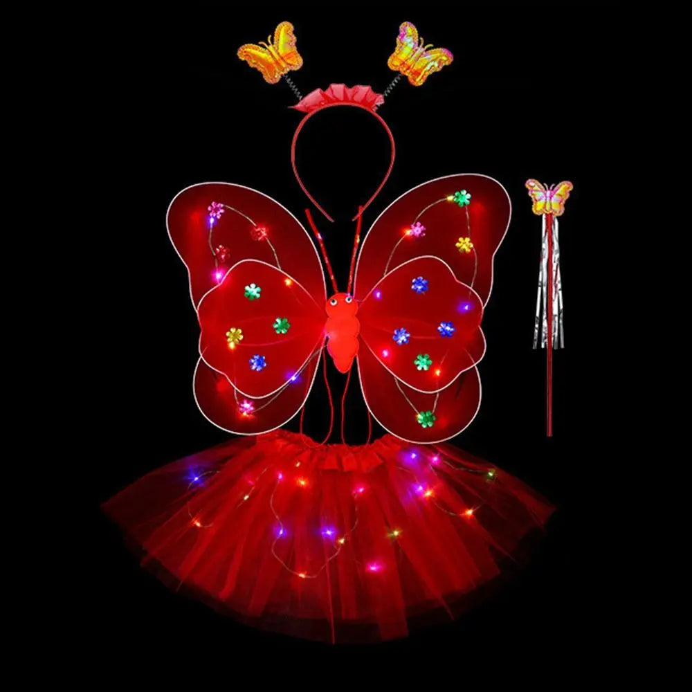 Kids Girls LED Costume Accessories Angel Skirts Luminous Wings 