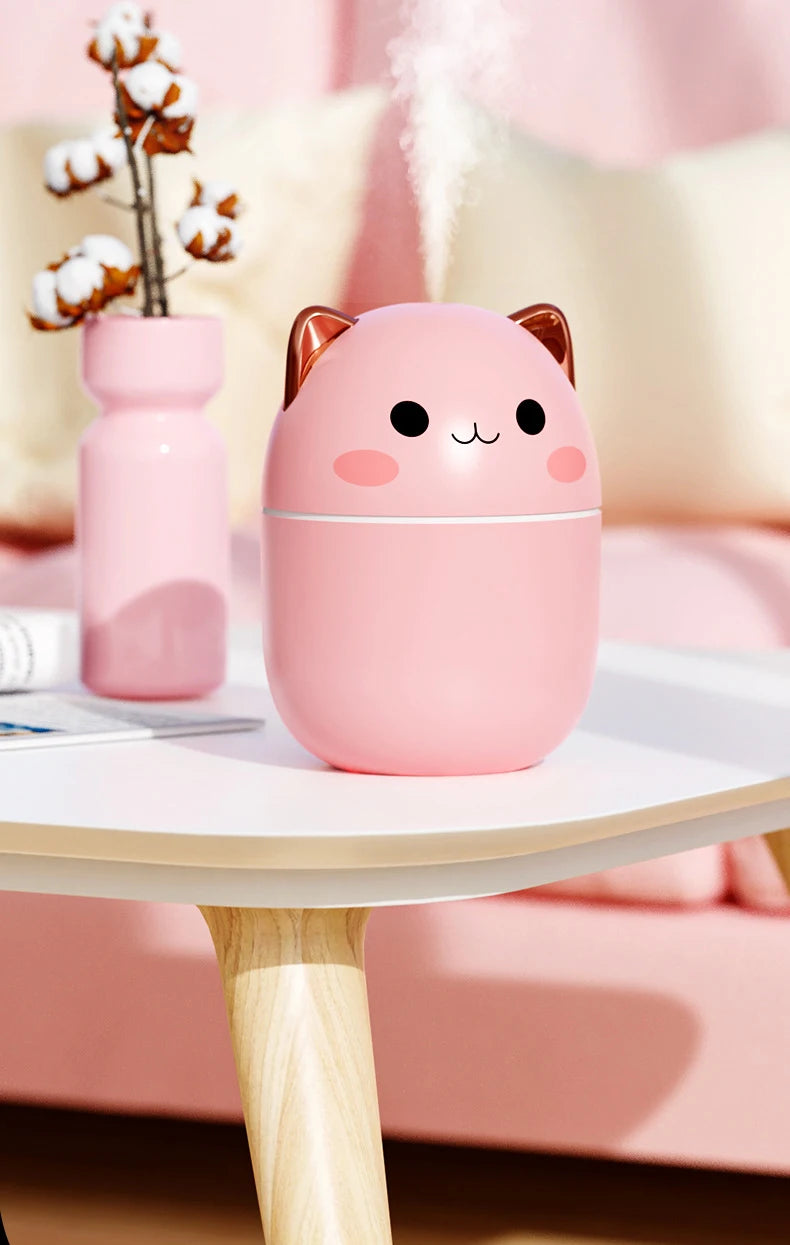 Portable Air Humidifier Kawaii Aroma Diffuser with Night Light Mist 