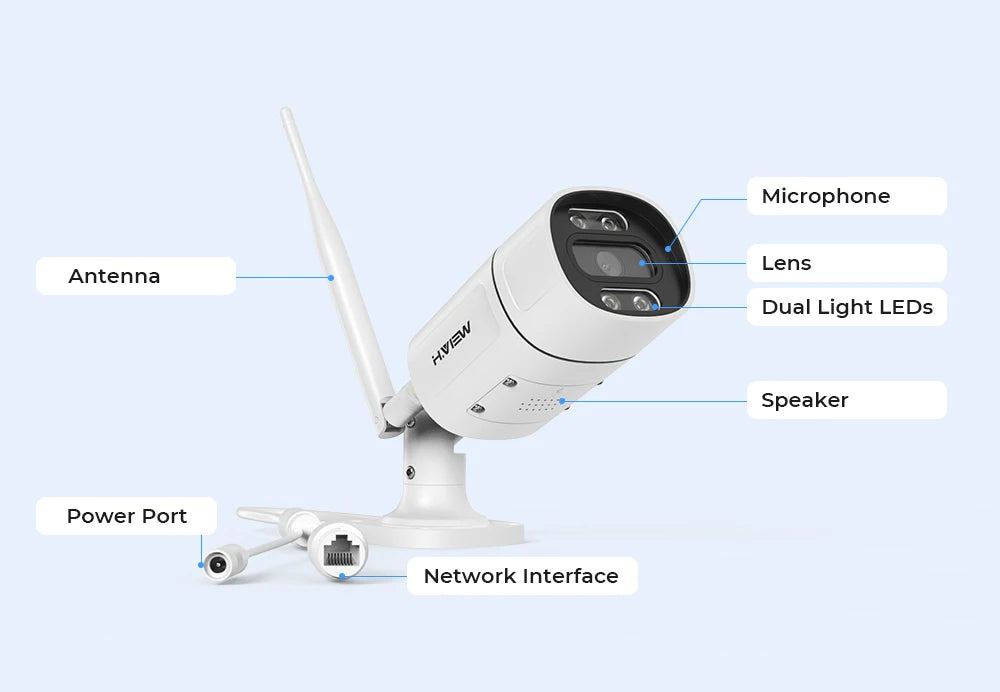 H.view-cámara de seguridad inalámbrica con Wifi, Kit de videovigilancia NVR para interior y exterior, Audio bidireccional, 8 canales, 5MP, Xmeye