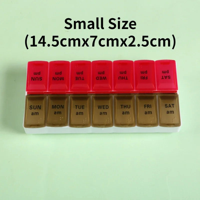 Weekly Portable Travel Pill Box 7 Days Organizer 14 Grids Cont