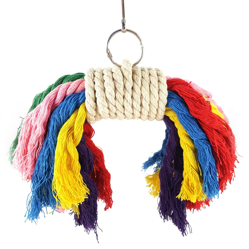 Juguete para masticar loros, cuerda de algodón, puente para morder, rasgado, ca