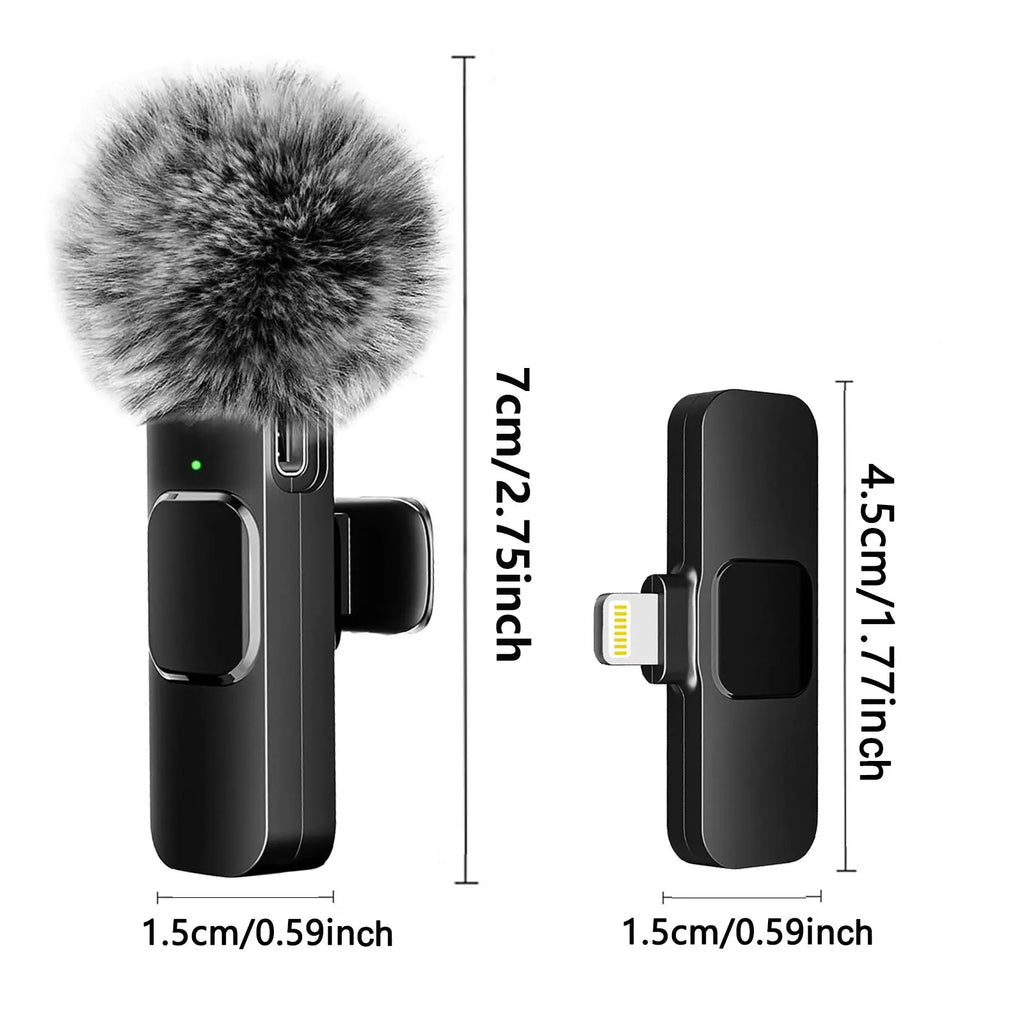 Micrófono Lavalier inalámbrico para teléfono móvil, minimicrófono de grabac