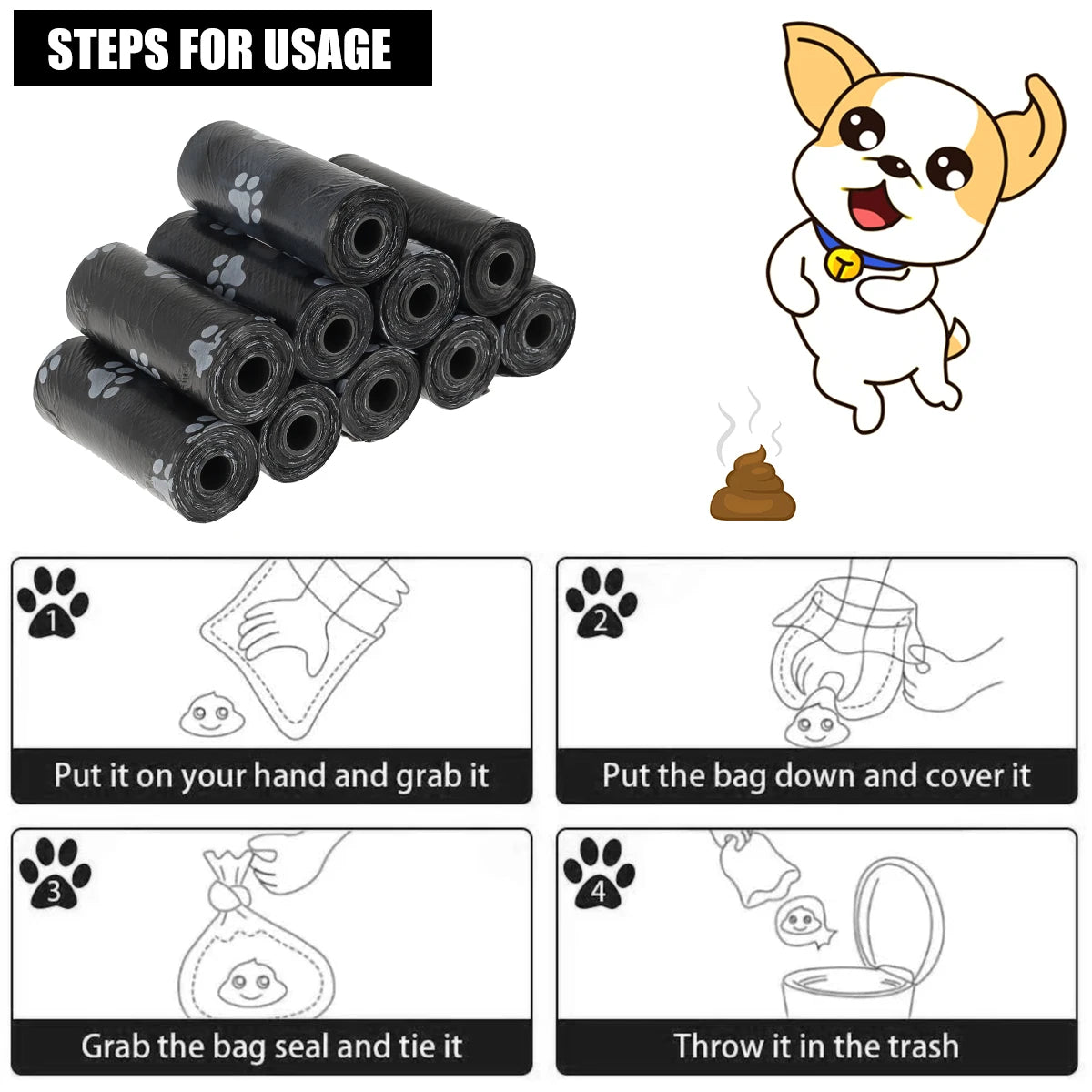 Disposable Dog Poop Bags Pet Waste Bags 