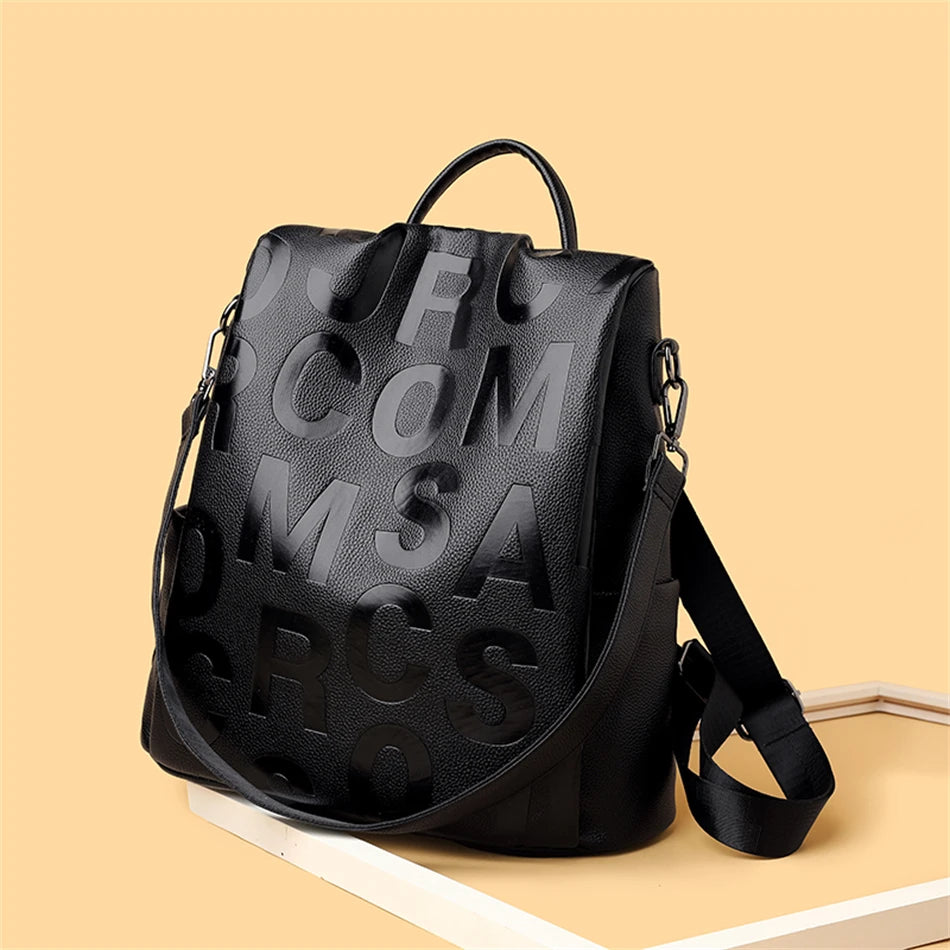 Mochila De cuero suave para mujer, morral escolar de gran capacidad, antirrobo