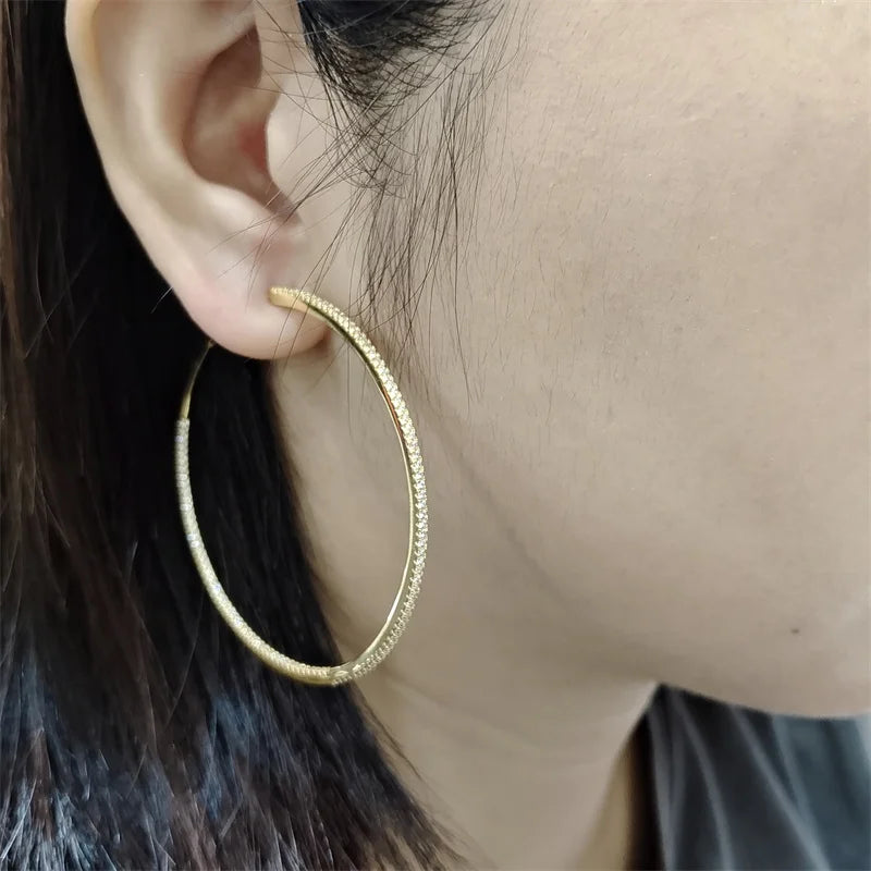 Senlissi Diamond Hoop Earrings for Women 925 Silver Earrings with din 