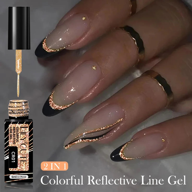 LILYCUTE-esmalte de uñas de Gel UV brillante, pintura de uñas semipermanente francesa, brillante, dorado champán, 5ML