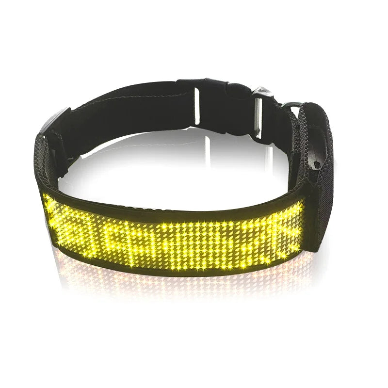 Pet Anti-Lost Collar Bluetooth LED Display Adjustable Size Night Luminous USB