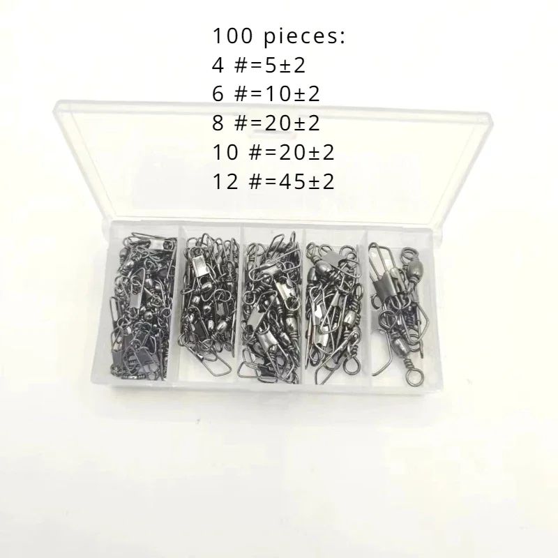 100 piezas de conectores de pesca y pequeños accesorios de pesca.